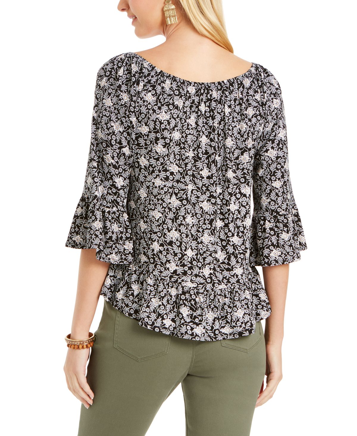 Top conversível estampado feminino Style &amp; Co, preto, tamanho M