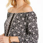 Top conversível estampado feminino Style &amp; Co, preto, tamanho M