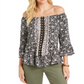 Top conversível estampado feminino Style &amp; Co, preto, tamanho M