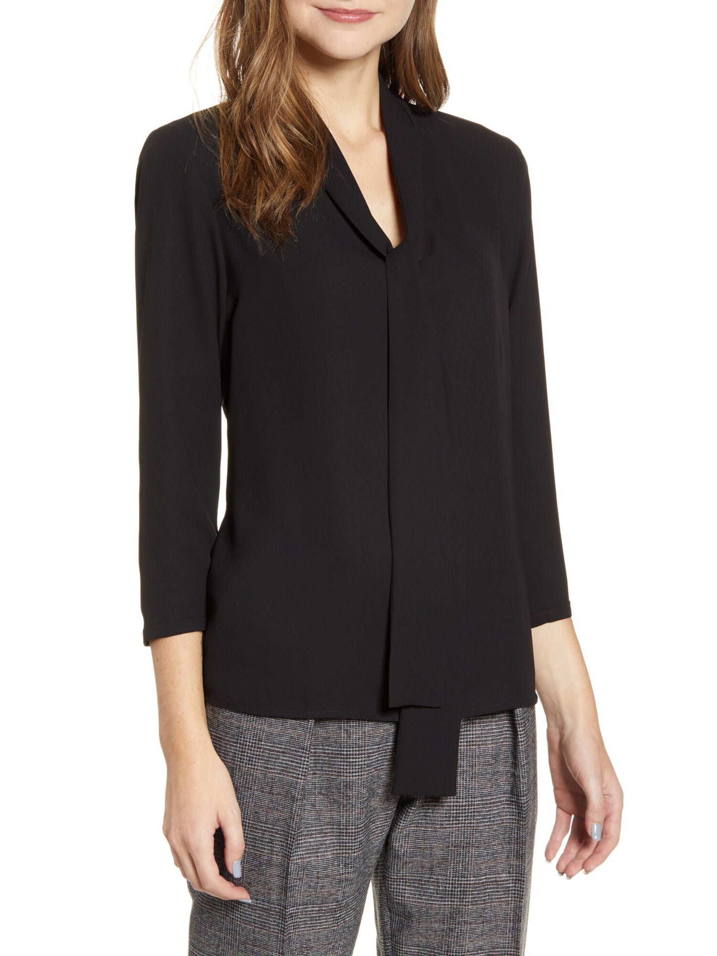 Blusa feminina Anne Klein manga comprida gola alta preta tamanho pequeno