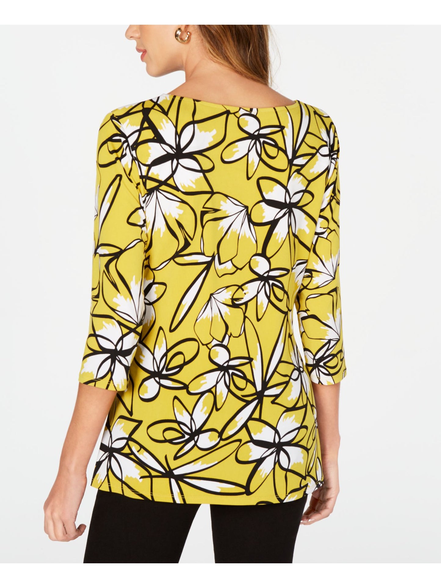 Blusa feminina Alfani manga 3/4 amarela tamanho pequeno grande