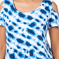 Blusa feminina estampada com ombros descobertos, azul, tamanho grande, da coleção JM