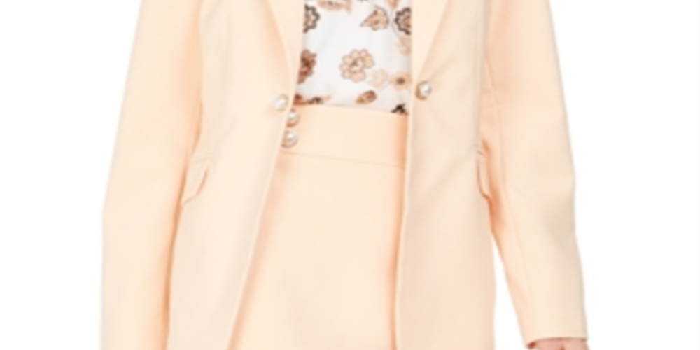 Calvin Klein Blazer feminino com gola entalhada, amarelo, tamanho 10