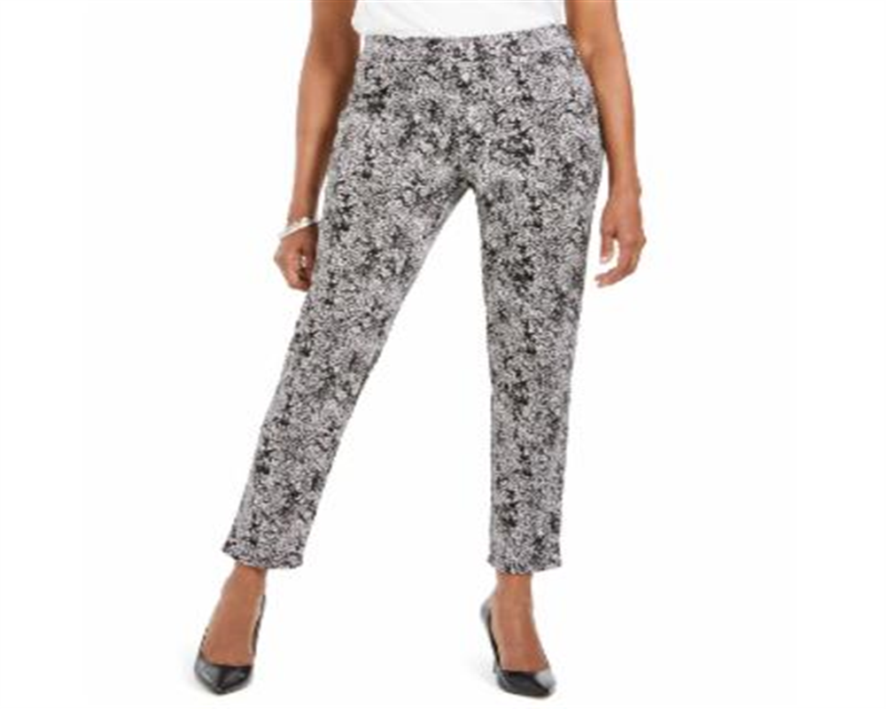 Calça feminina estampada JM Collection preta tamanho médio