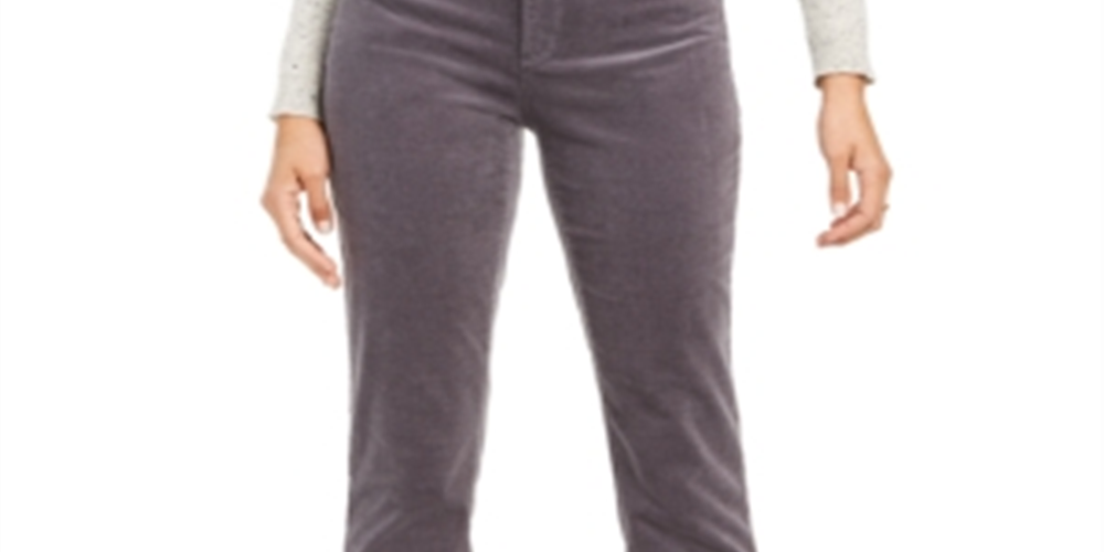 Calça de veludo cotelê Lexington Tummy Control feminina Charter Club, cinza, tamanho 16x4,5