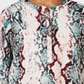 JM Collection Blusa feminina estampada com manga 3/4, verde, tamanho pequeno, médio