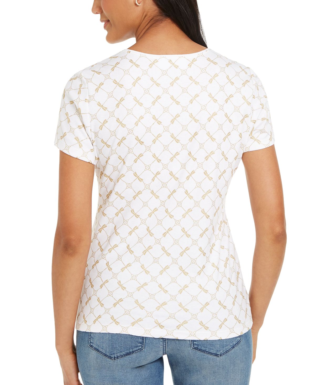 Blusa feminina Karen Scott com estampa de glitter - branca, tamanho G