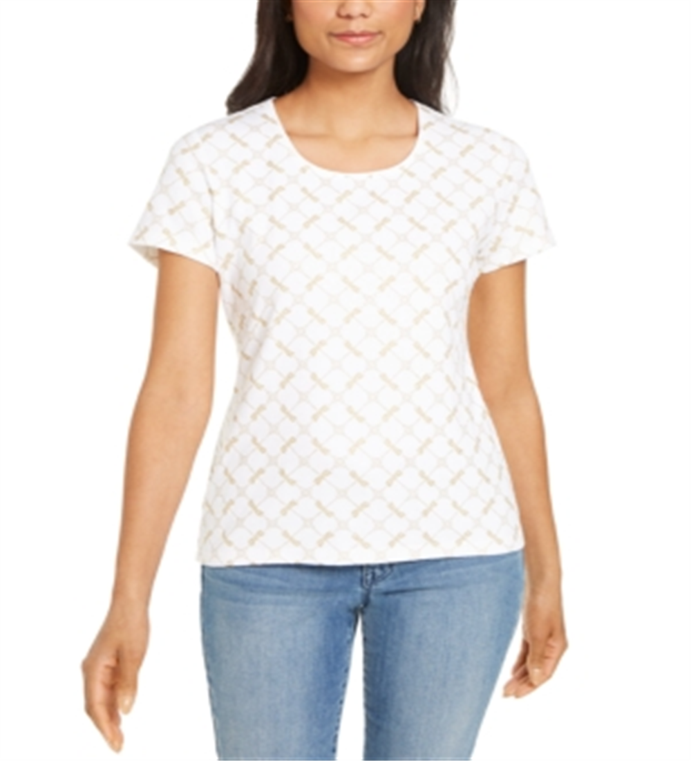 Blusa feminina Karen Scott com estampa de glitter - branca, tamanho G