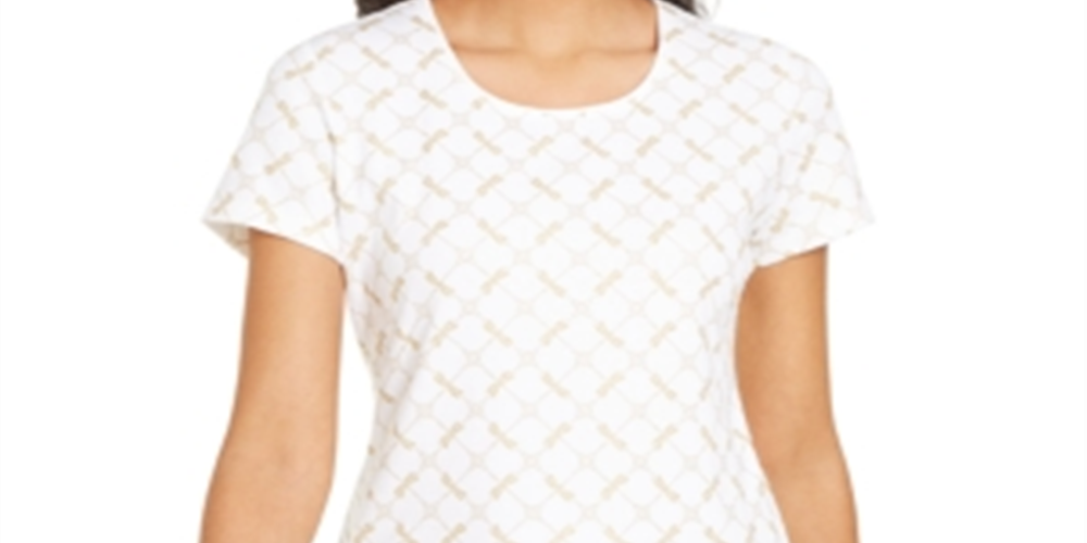 Blusa feminina Karen Scott com estampa de glitter - branca, tamanho G