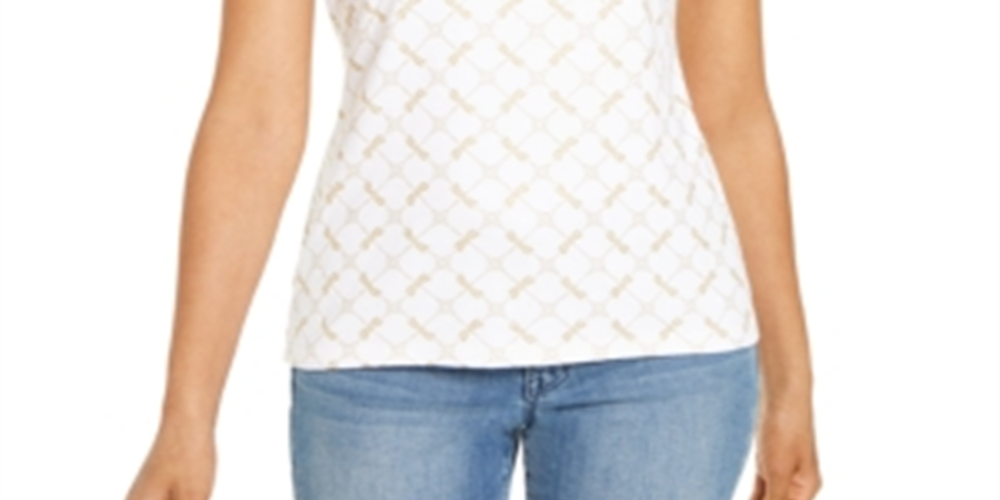 Blusa feminina Karen Scott com estampa de glitter - branca, tamanho G