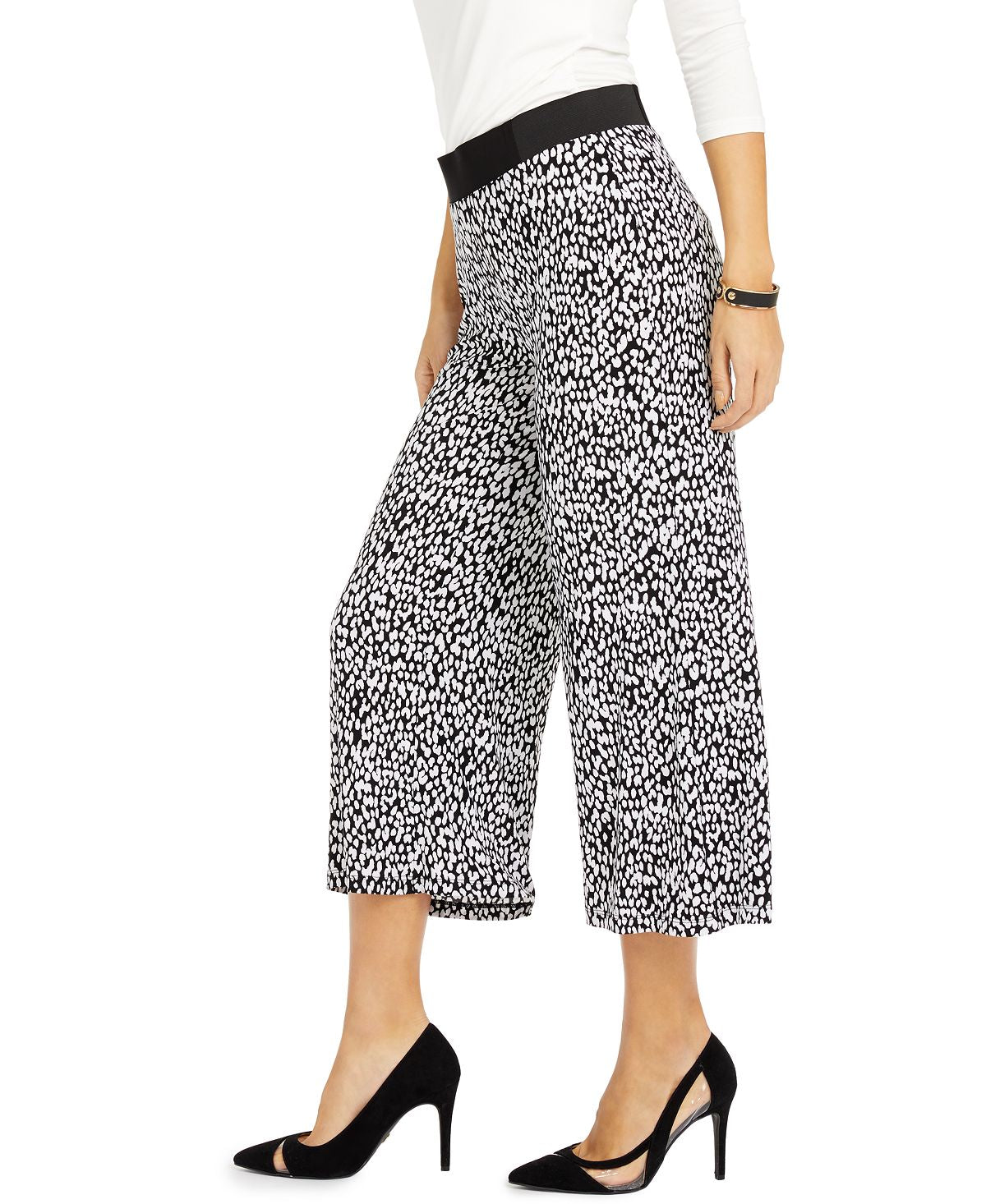 Calça Culotte Feminina Animal Print da INC International Concepts, Branca, Tamanho Pequeno