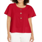 Blusa feminina Alfani com botões frontais e mangas bufantes, vermelha, tamanho pequeno G