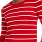 Suéter feminino listrado com manga 3/4 e gola joia Maison Jules, tamanho grande, vermelho
