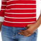 Suéter feminino listrado com manga 3/4 e gola joia Maison Jules, tamanho grande, vermelho