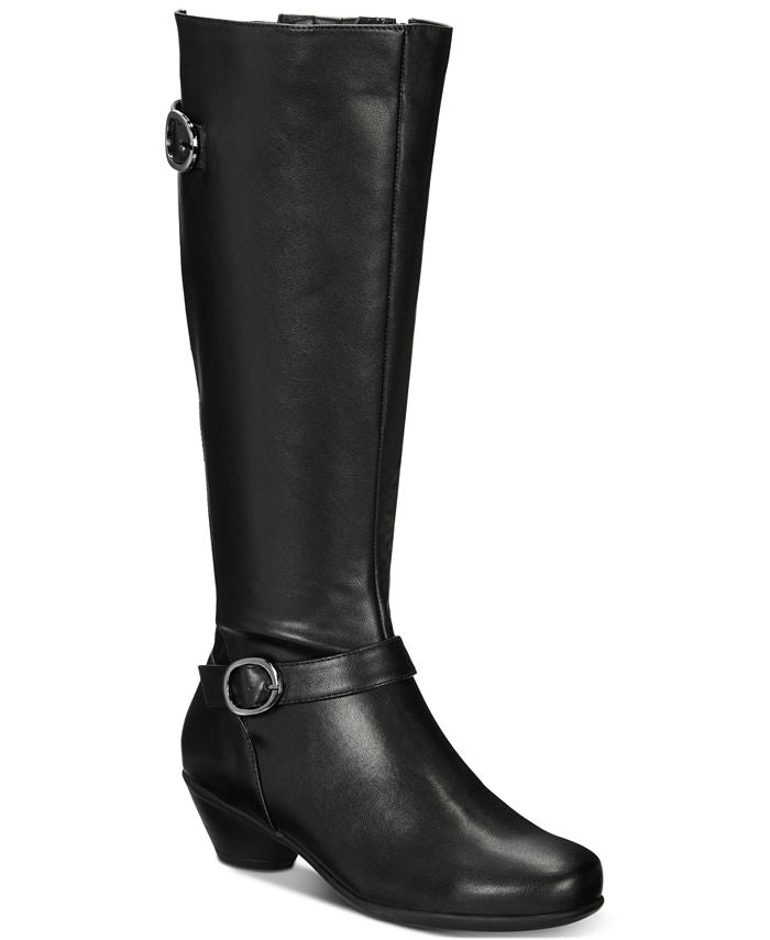 Karen Scott Botas de montaria femininas Ulee de couro sintético até o joelho, pretas, tamanho 8M