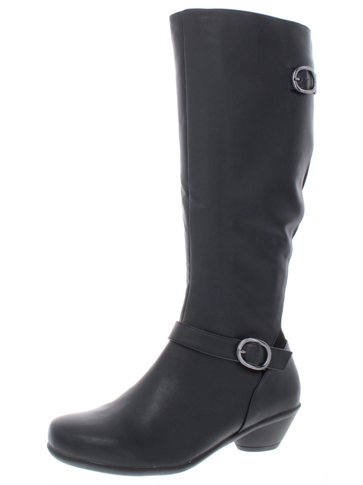 Karen Scott Botas de montaria femininas Ulee de couro sintético até o joelho, pretas, tamanho 8M