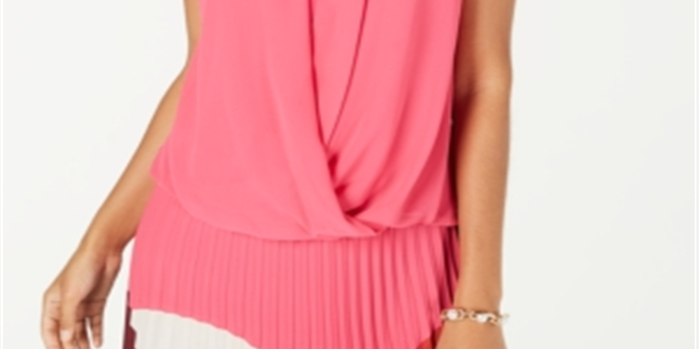 Blusa feminina Alfani sem mangas com frente drapeada, rosa, tamanho pequeno, extragrande