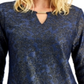 JM Collection Top texturizado feminino azul tamanho grande
