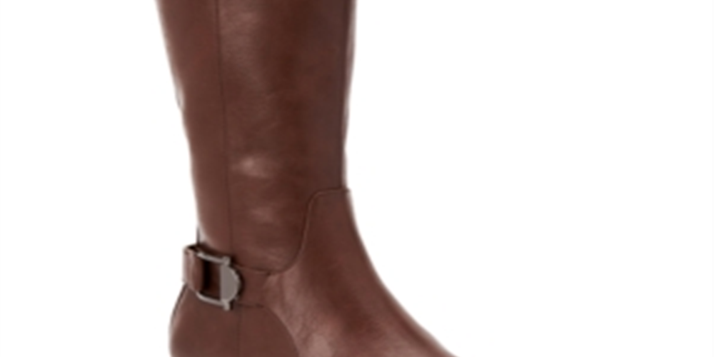 Botas femininas Alfani Kallumm de couro sintético, cano alto, marrom, tamanho 6 M