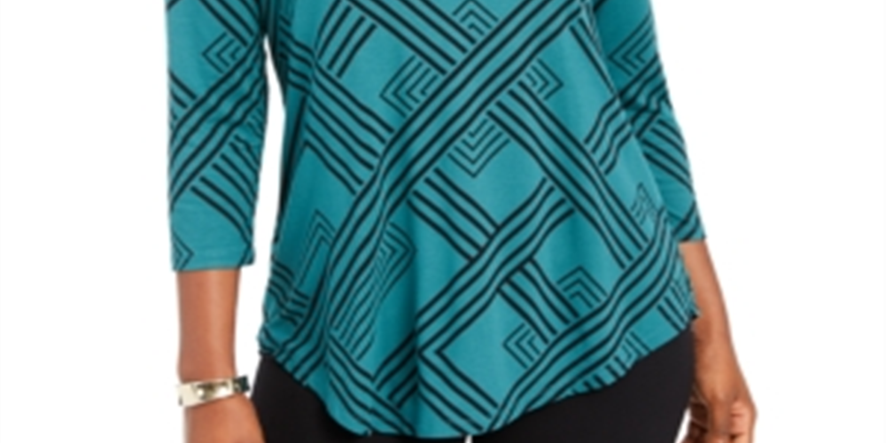 JM Collection Blusa Feminina Estampada Jacquard Verde Tamanho PP