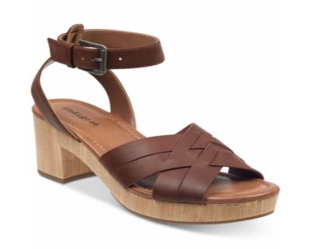 Sandálias femininas Indigo Rd. Darsel Wood com plataforma marrom, tamanho 11 M