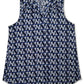Top feminino estampado com decote em V, azul, tamanho grande, Charter Club