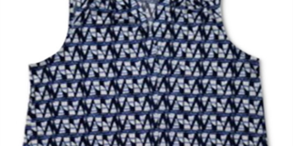 Top feminino estampado com decote em V, azul, tamanho grande, Charter Club