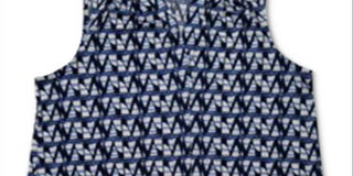 Top feminino estampado com decote em V, azul, tamanho grande, Charter Club