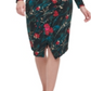 Vestido feminino Tommy Hilfiger com estampa floral e manga comprida, gola canoa, preto, tamanho 14