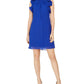 Vestido feminino Vince Camuto com gola alta e mangas franzidas, azul, tamanho 8