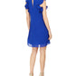 Vestido feminino Vince Camuto com gola alta e mangas franzidas, azul, tamanho 8