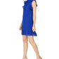 Vestido feminino Vince Camuto com gola alta e mangas franzidas, azul, tamanho 8