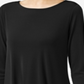 Blusa feminina Alfani com manga 3/4 profunda, preta, tamanho pequeno