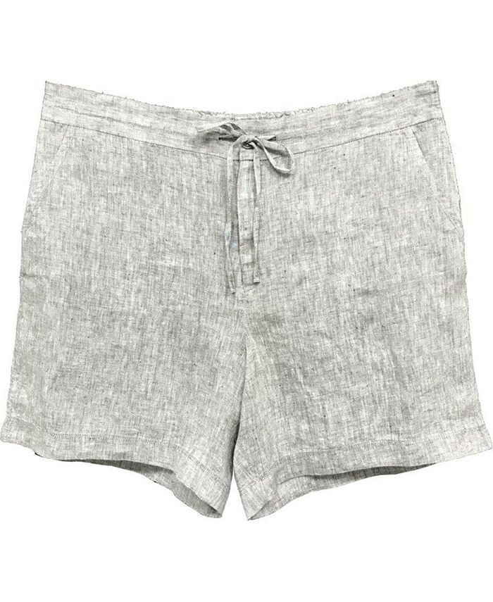Shorts de linho com cinto feminino Charter Club, cinza, tamanho extragrande