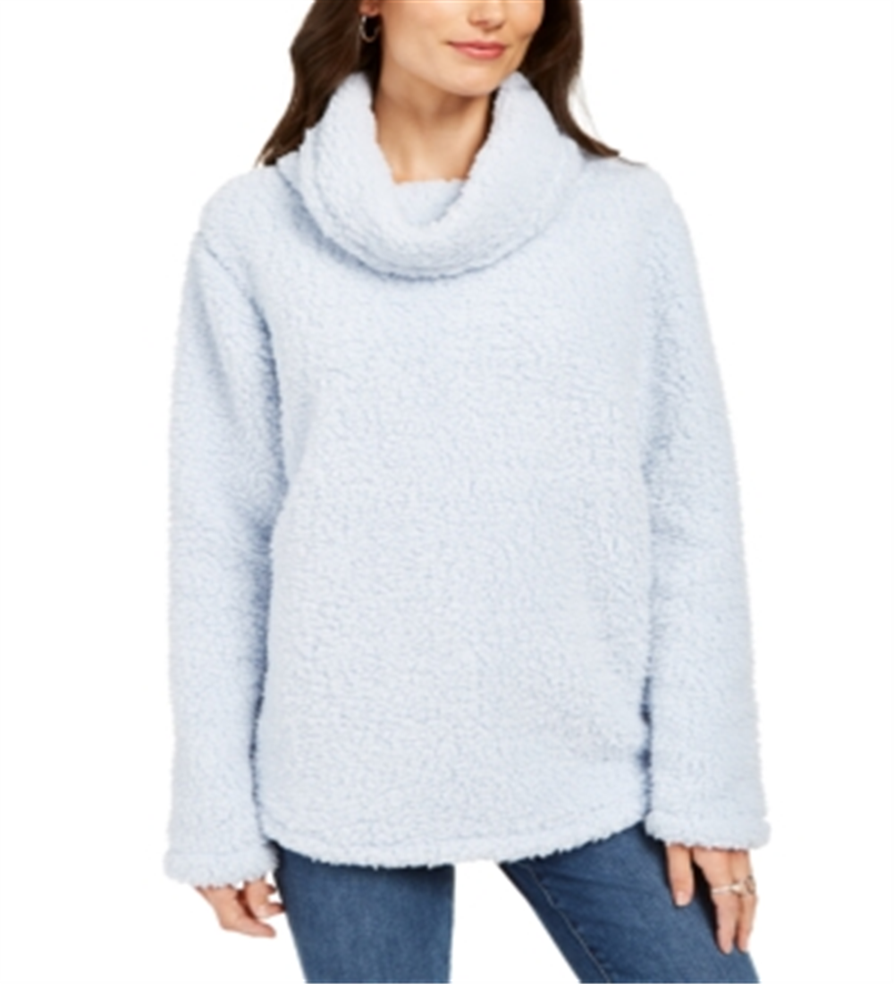 Suéter feminino estilo &amp; co sherpa gola alta azul tamanho M