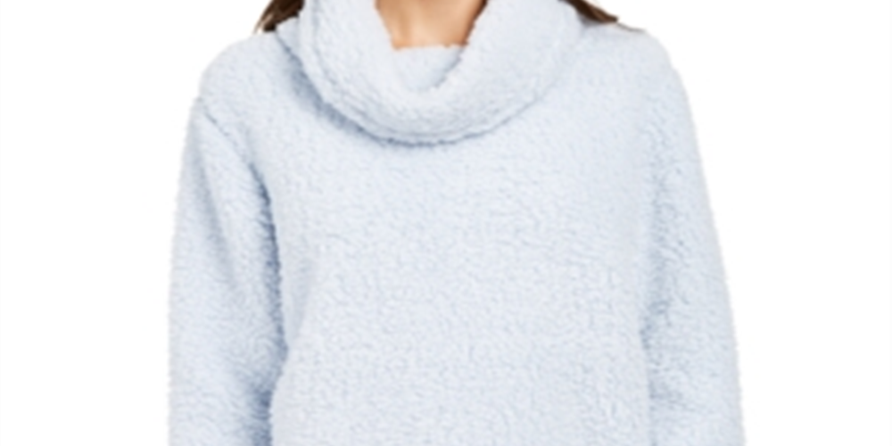 Suéter feminino estilo &amp; co sherpa gola alta azul tamanho M