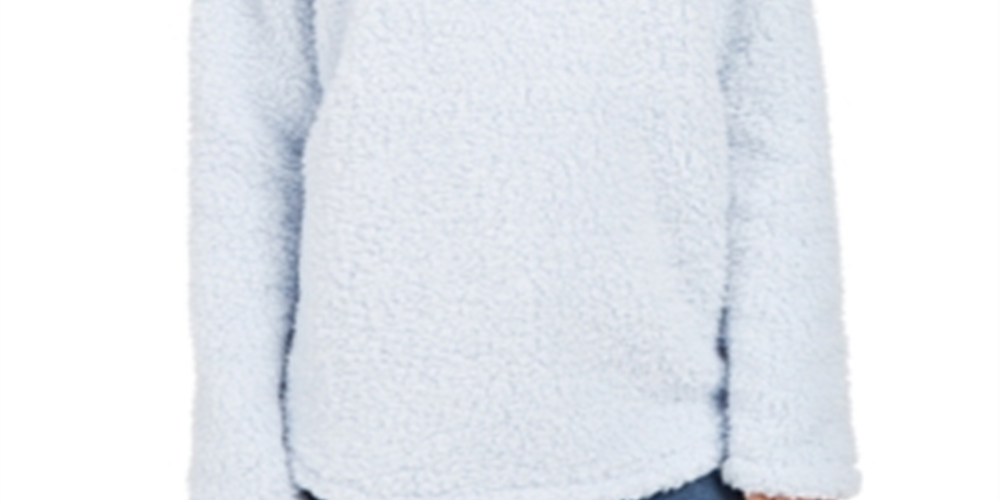 Suéter feminino estilo &amp; co sherpa gola alta azul tamanho M