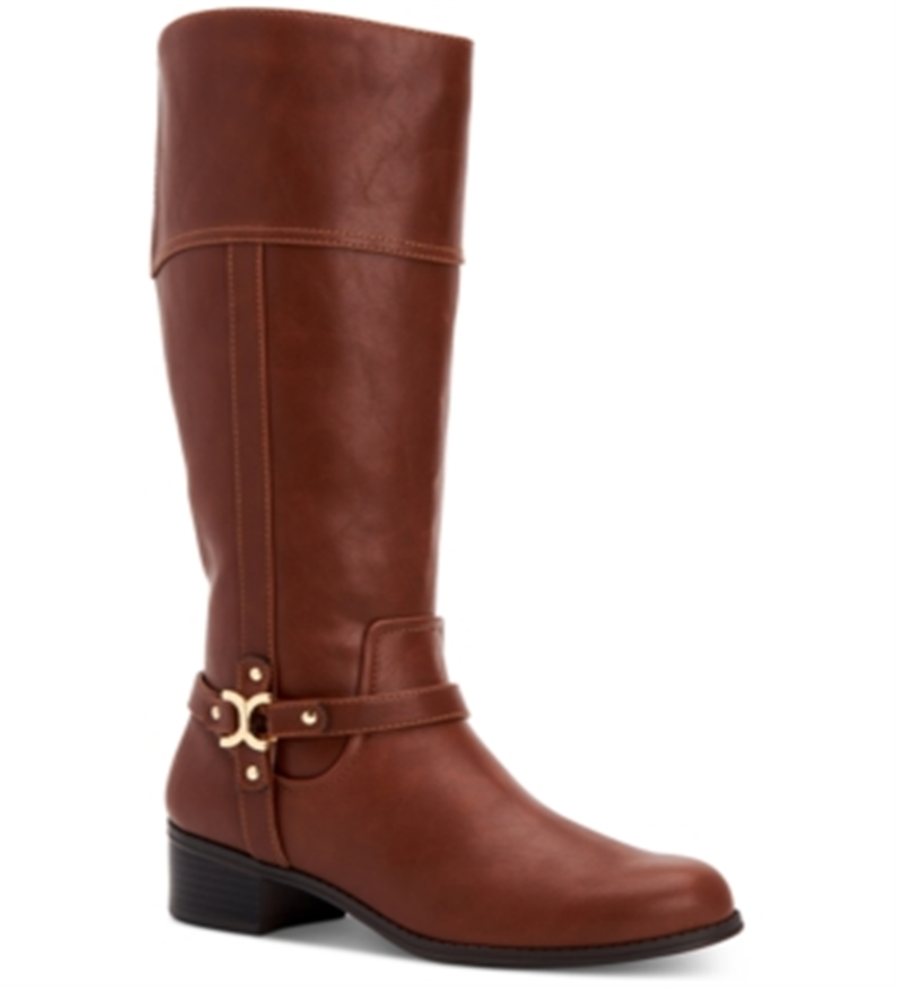 Botas de montaria femininas Charter Club Helenn de couro sintético, tamanho 9 M, marrom