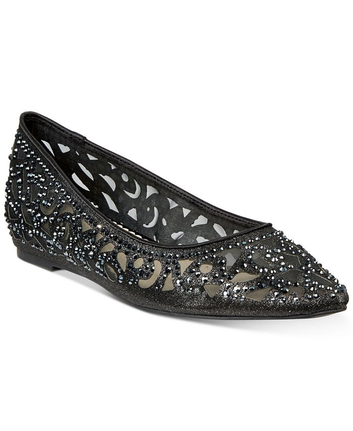 Sapatos baixos femininos Charter Club Tonina bico fino pretos tamanho 6 M
