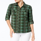Camisa utilitária estampada feminina NY Collection, verde, tamanho pequeno, G