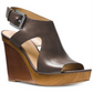 Sandálias femininas Michael Kors Josephine Leather Platform Wedge, cinza, tamanho 9,5