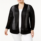 Cardigan leve feminino Alfani com ponto misto, preto, tamanho 2X