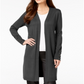 Cardigan feminino com mangas atadas JM Collection, cinza, tamanho X-S