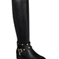 Botas de montaria altas Thalia Sodi Vallie de couro sintético femininas, pretas, tamanho 5 M