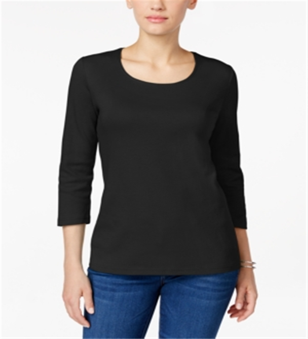 Karen Scott Blusa Feminina Gola Redonda Preta Tamanho X-S