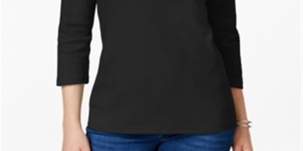 Karen Scott Blusa Feminina Gola Redonda Preta Tamanho X-S