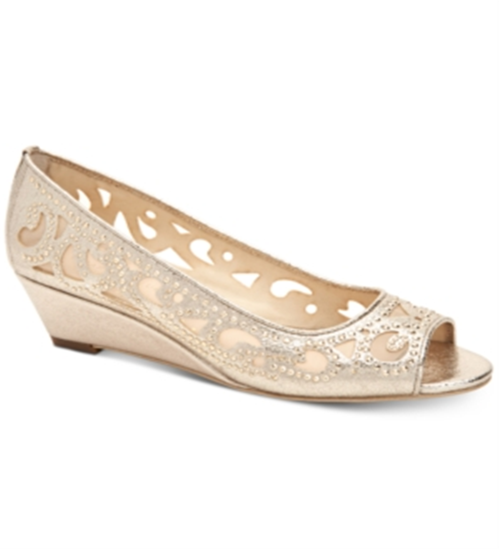 Charter Club Cassiaa Peep Toe Wedge Scarpin Feminino Dourado Tamanho 7 M