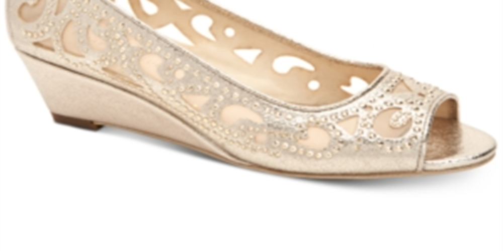Charter Club Cassiaa Peep Toe Wedge Scarpin Feminino Dourado Tamanho 7 M