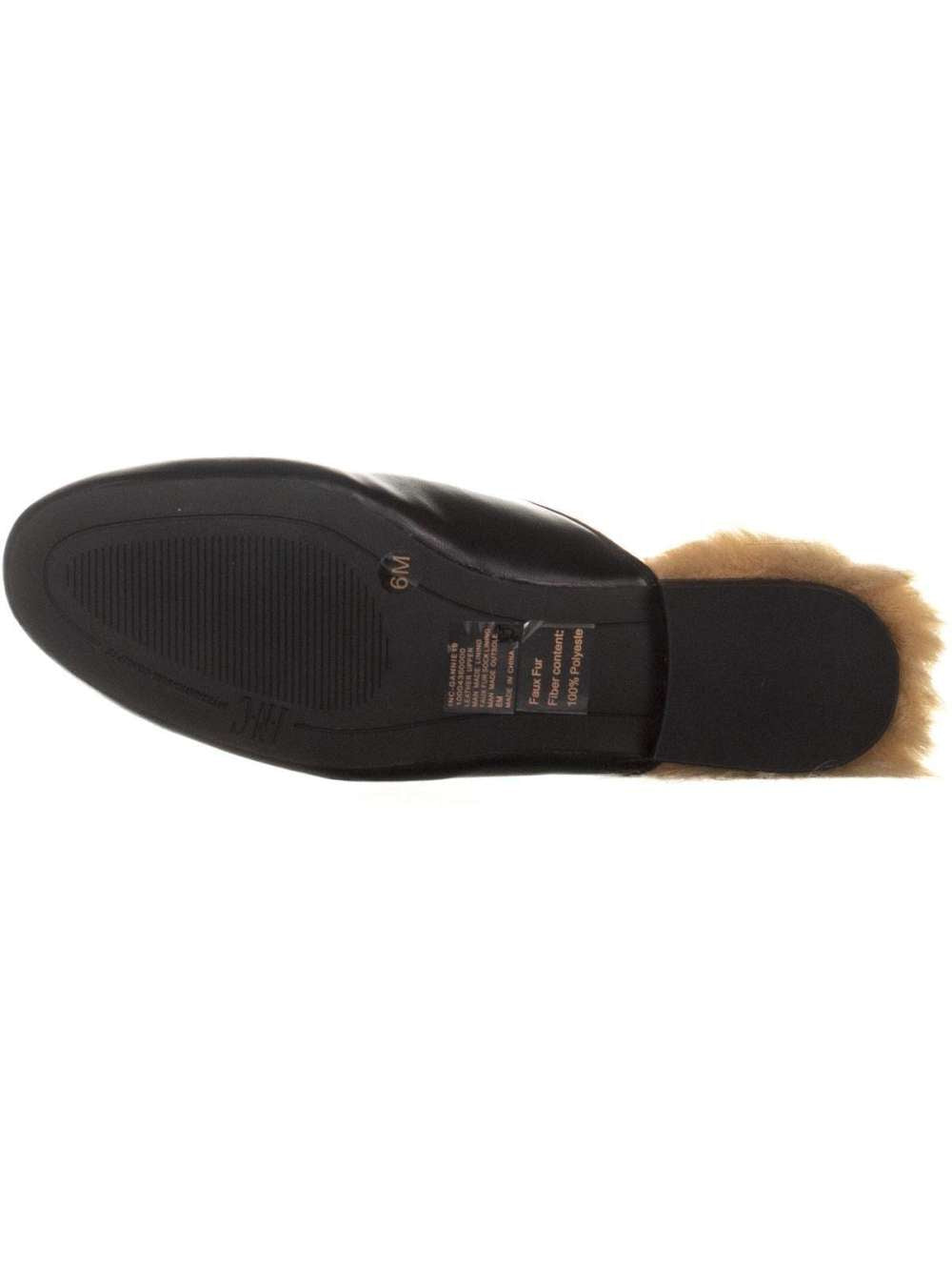 Mules femininas de couro Gannie da INC International Concepts, bico fechado, pretas, tamanho 6,5 M