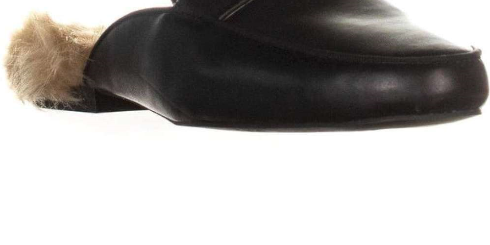 Mules femininas de couro Gannie da INC International Concepts, bico fechado, pretas, tamanho 6,5 M